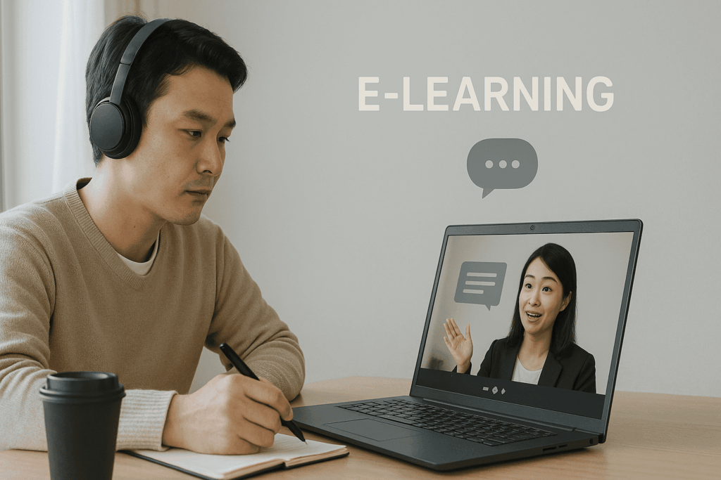 eラーニングを受講している40代男性の画像