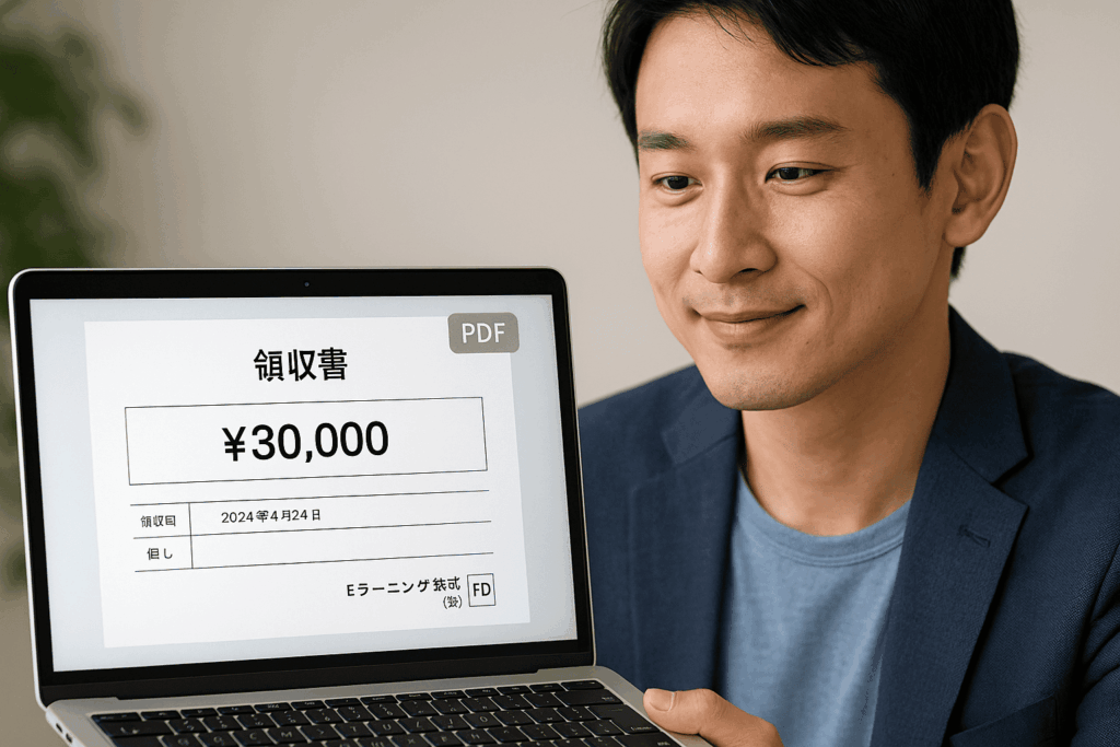 eラーニングを受講してマイページから領収書を発行した40代男性の画像