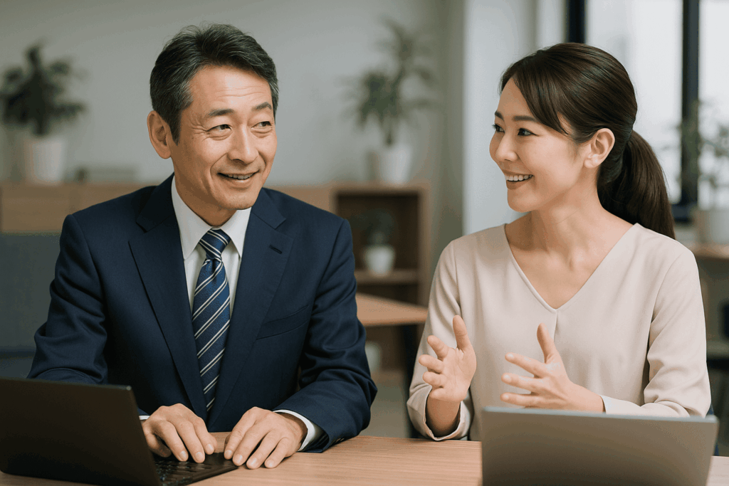 非エンジニアだからこそできるオンライン教育について協議している教育DX部門のスタッフ達の画像