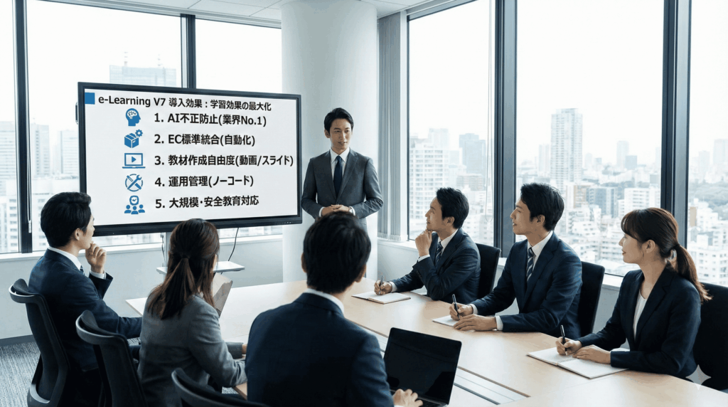 manabi+ schoolでeラーニングを行うことを決定した教育DX部門のスタッフ達の画像