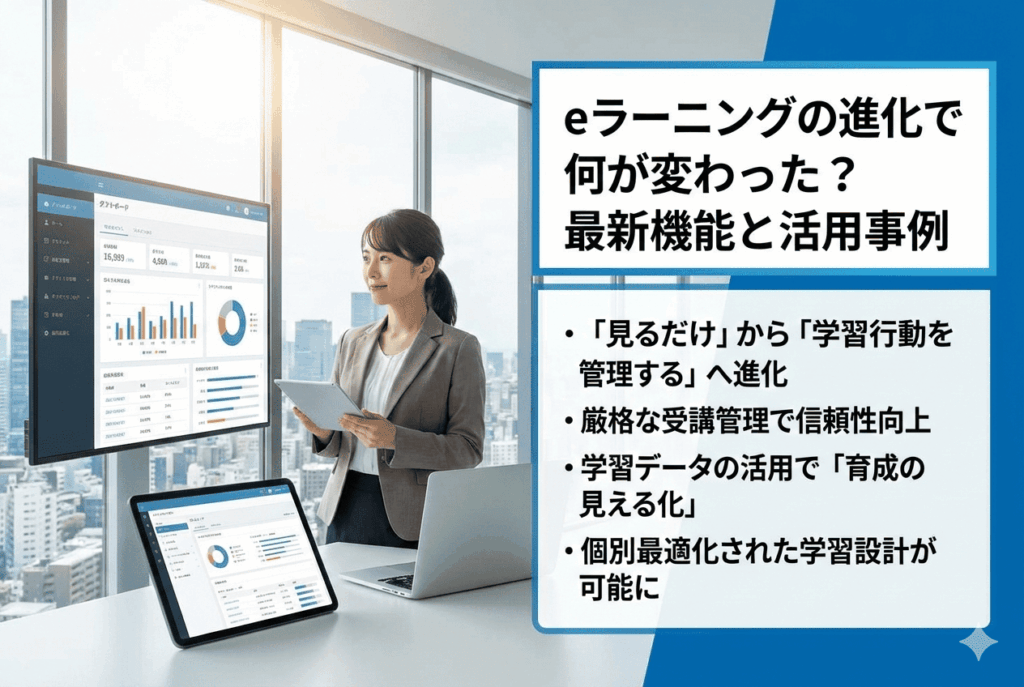 eラーニングの進化について情報収集している教育DX部門の30代女性の画像