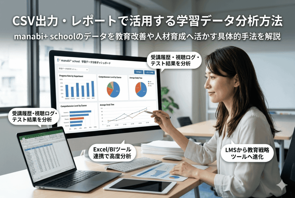 manabi+ schoolでデータ分析している教育DX部門の30代女性の画像