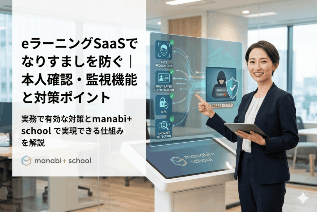 eラーニングのSaaSサービスでなりすましを防ぐ調査をしている教育DX部門30代女性の画像