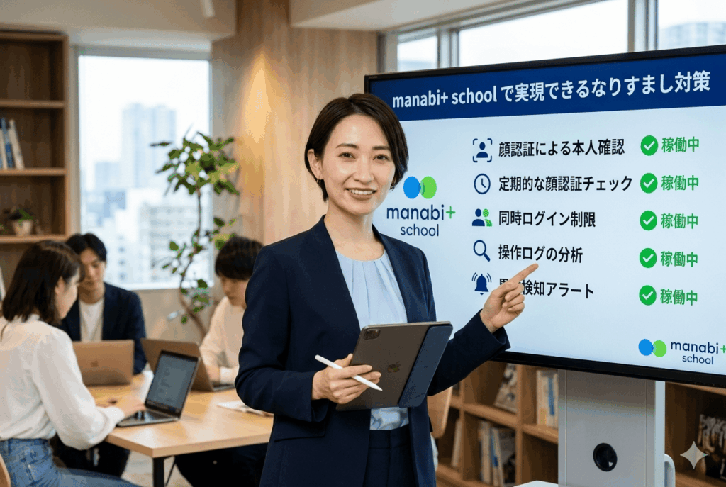 manabi+ schoolで実現できるなりすまし対策を整理した教育DX部門30代女性の画像