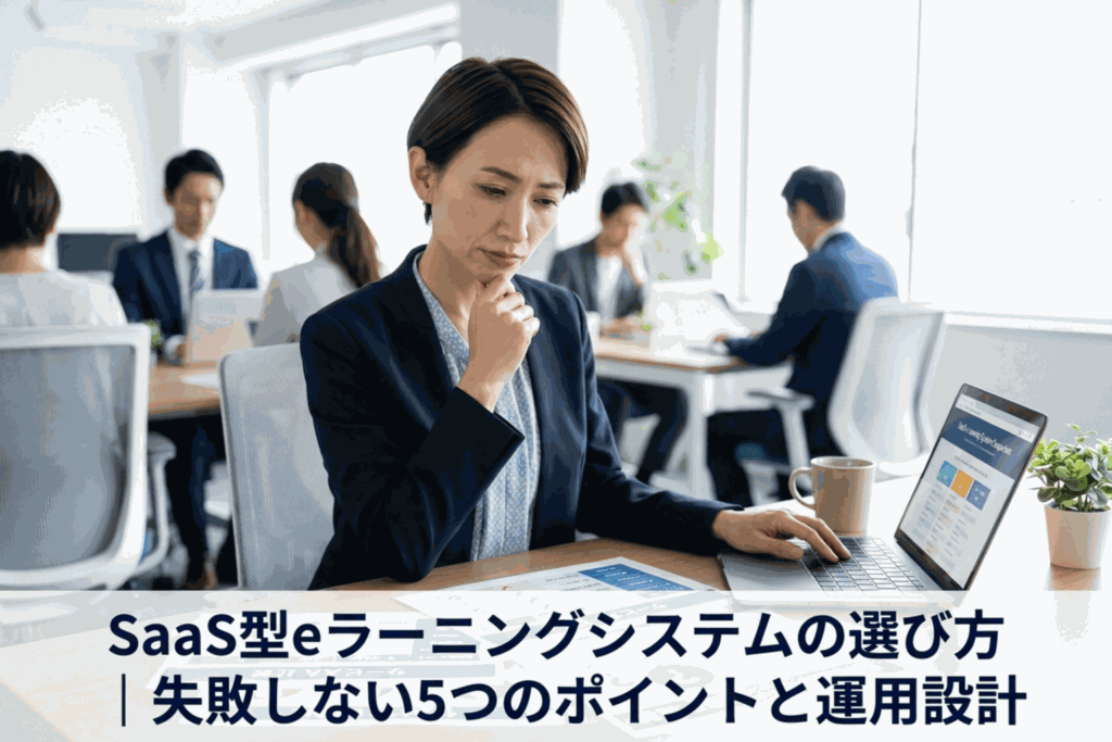 SaaS型eラーニングシステムの選定に迷う40代女性社員