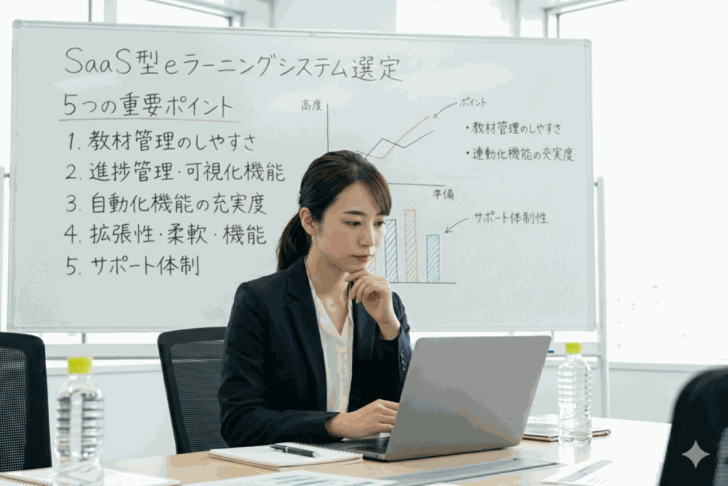 SaaS型eラーニングシステムを選定している30代女性社員