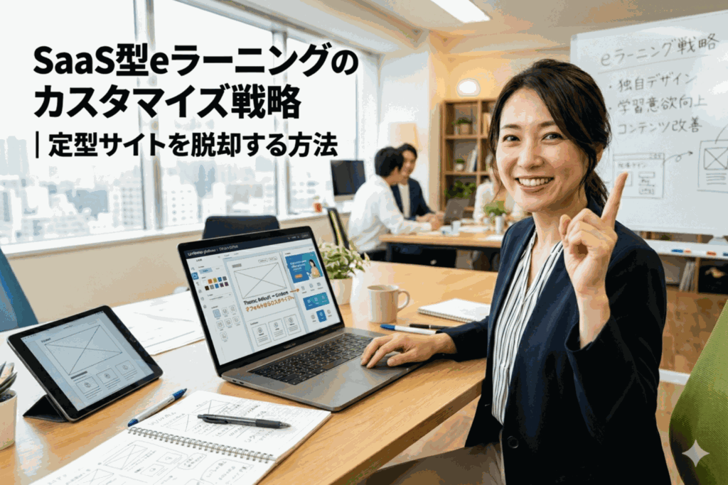 eラーニングサイトを設計している30代後半女性社員