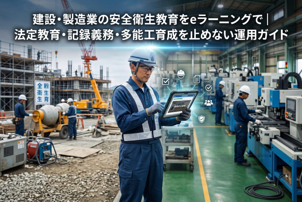 建設業・製造業で安全衛生教育を、法定教育・記録義務・多能工育成をeラーニングで実現している現場監督40代男性の画像